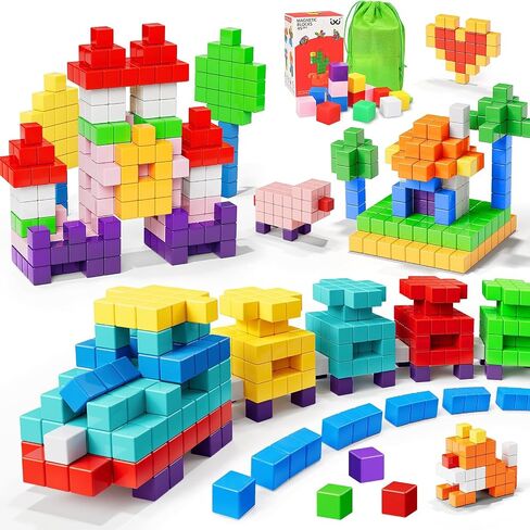 Magnetic Blocks for Kids Ages 4-8 - 45pcs Magnet Cubes Toys Kids Ages 3-5 - 3 4 5 6 7 8 9 10 Year Old Boy Girl Birthday Gifts Stem Toys Sensory Toy for Kid with Autism Toddler Creative Learning Gifts in Saudi Arabia
