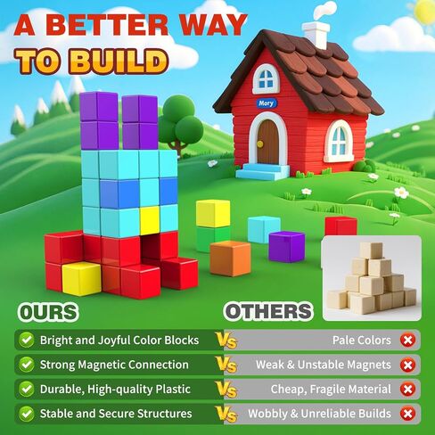 Magnetic Blocks for Kids Ages 4-8 - 45pcs Magnet Cubes Toys Kids Ages 3-5 - 3 4 5 6 7 8 9 10 Year Old Boy Girl Birthday Gifts Stem Toys Sensory Toy for Kid with Autism Toddler Creative Learning Gifts in Saudi Arabia