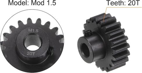 UXCELL MOD 1.5 PINION GEAR SET 8MM SHAFT 19T 20T MOTER GEARS HANDERED STEEL PINION GEAR OF RC CAR (2PCS) in Saudi Arabia