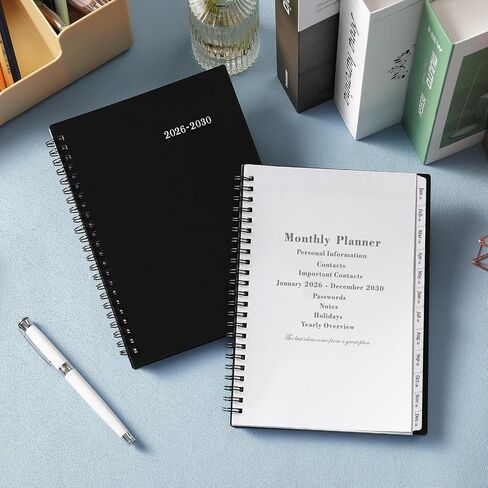 2026-2030 Monthly Planner - 5 year planner, JAN. 2026 - DEC. 2030, 6.2" x 8.3", 5 year calendar 2026-2030 monthly planner, Monthly Planners/Calendar with Waterproof Cover, Twin-Wire Binding, Tabs, Storage Pocket, Classic Black in Saudi Arabia
