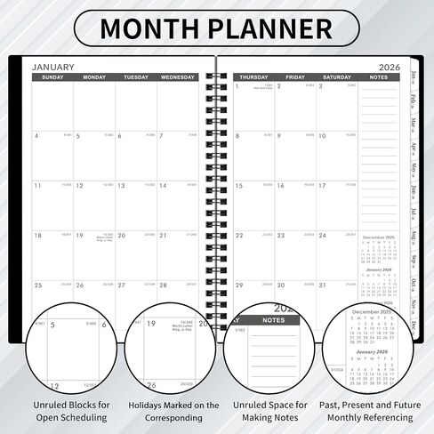 2026-2030 Monthly Planner - 5 year planner, JAN. 2026 - DEC. 2030, 6.2" x 8.3", 5 year calendar 2026-2030 monthly planner, Monthly Planners/Calendar with Waterproof Cover, Twin-Wire Binding, Tabs, Storage Pocket, Classic Black in Saudi Arabia