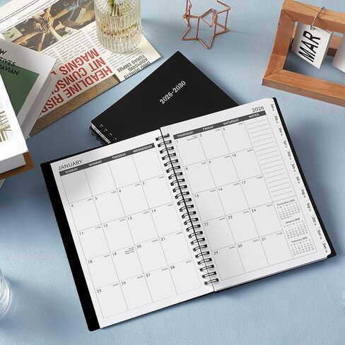 2026-2030 Monthly Planner - 5 year planner, JAN. 2026 - DEC. 2030, 6.2" x 8.3", 5 year calendar 2026-2030 monthly planner, Monthly Planners/Calendar with Waterproof Cover, Twin-Wire Binding, Tabs, Storage Pocket, Classic Black in Saudi Arabia