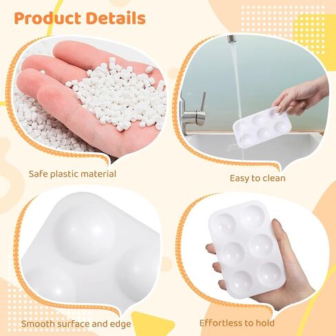 100 Pcs White 6-Well Paint Mixing Palettes, Rectangular Trays for Watercolor & Oil Paints, Art Craft Tools in Saudi Arabia