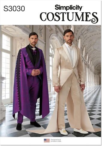 Simplicity SS3030AA Men's Costume Suits Sewing Pattern Packet, Design Code S3030, Sizes 34-36-38-40-42, Multicolor in Saudi Arabia