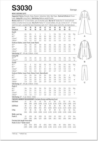 Simplicity SS3030AA Men's Costume Suits Sewing Pattern Packet, Design Code S3030, Sizes 34-36-38-40-42, Multicolor in Saudi Arabia