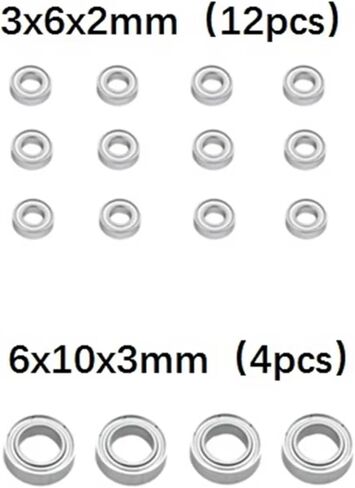 RC Car Parts متوافقة مع WPL C14 C24 B36 لـ MN D90 لـ MN99S RC CAR Parts Accessories 16PCS BEARING 3X6X2MM 6X10X3MM in Saudi Arabia