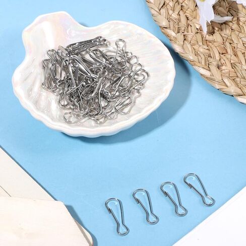 100 PCS Stainless Steel Spring Lanyard Hooks, Small Spring Snap Hooks Silver Rust-Proof Lanyard Snap Clip Hook for Id Card Key Chain Wallets Purse Zipper Pull Badge Holder Clasp DIY Craft (25mm) in Saudi Arabia