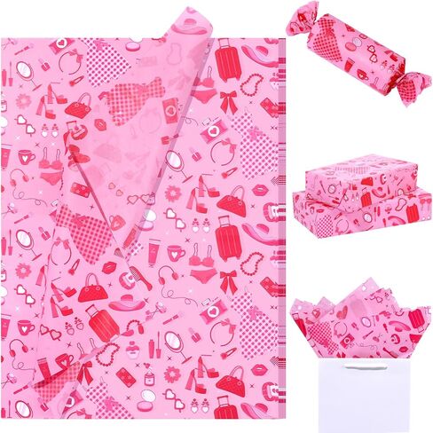 100 Sheets Pink Bow Tissue Papers for Gift Bags, Cute Bows Gift Wrapping Tissue Paper, Bowknot Art Paper for Coquette Birthday Wedding Bridal Shower Bachelorette Party Decor DIY Craft, 20 x 14IN in Kuwait