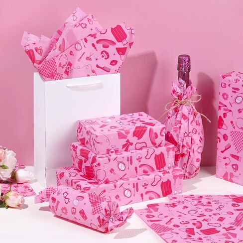 100 Sheets Pink Bow Tissue Papers for Gift Bags, Cute Bows Gift Wrapping Tissue Paper, Bowknot Art Paper for Coquette Birthday Wedding Bridal Shower Bachelorette Party Decor DIY Craft, 20 x 14IN in Kuwait