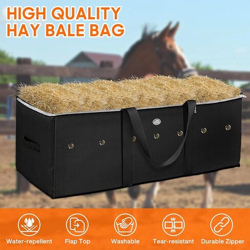 1pcs Large Hay Bag for Horses 600D,44x16x20 Hay Bale Storage Bag with Zipper,Carry Handles and PU Waterproofing,Oxford Fabric eavy Duty Tote Storage, for Cattle Goats Sheep Horse Supplies in Kuwait