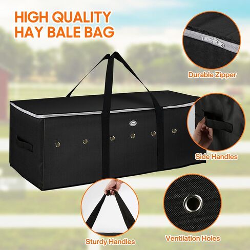 1pcs Large Hay Bag for Horses 600D,44x16x20 Hay Bale Storage Bag with Zipper,Carry Handles and PU Waterproofing,Oxford Fabric eavy Duty Tote Storage, for Cattle Goats Sheep Horse Supplies in Kuwait