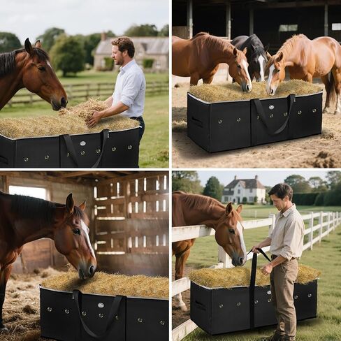 1pcs Large Hay Bag for Horses 600D,44x16x20 Hay Bale Storage Bag with Zipper,Carry Handles and PU Waterproofing,Oxford Fabric eavy Duty Tote Storage, for Cattle Goats Sheep Horse Supplies in Kuwait