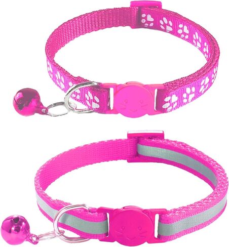 2 Pack Breakaway Cat Collars with Bells, Reflective Design and Claw Print Design, Safety Buckle, Adjustable 7.5-12.5 Inches for Kittens & Cats (Sky Blue) in Saudi Arabia