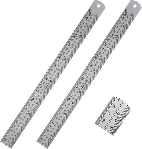 2 Pack Straight Edge Ruler, 12 Inch/30cm Stainless Steel Rulers with Centimeters Millimeters Inches and Conversion Table Construction Rulers for School Office Drafting Geometry Crafting in Saudi Arabia