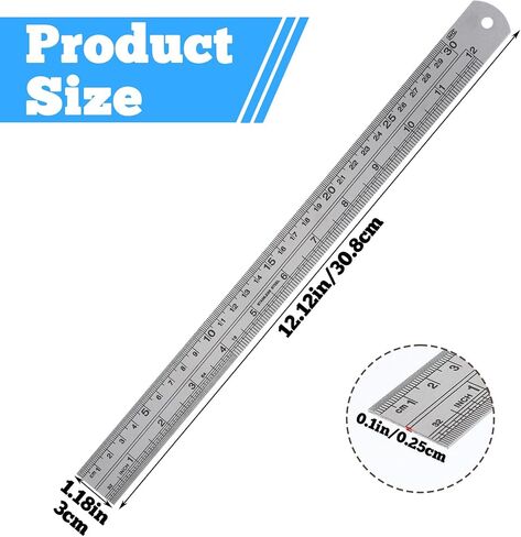 2 Pack Straight Edge Ruler, 12 Inch/30cm Stainless Steel Rulers with Centimeters Millimeters Inches and Conversion Table Construction Rulers for School Office Drafting Geometry Crafting in Saudi Arabia