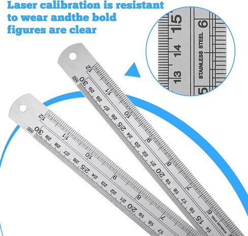 2 Pack Straight Edge Ruler, 12 Inch/30cm Stainless Steel Rulers with Centimeters Millimeters Inches and Conversion Table Construction Rulers for School Office Drafting Geometry Crafting in Saudi Arabia