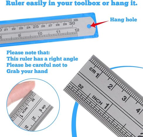 2 Pack Straight Edge Ruler, 12 Inch/30cm Stainless Steel Rulers with Centimeters Millimeters Inches and Conversion Table Construction Rulers for School Office Drafting Geometry Crafting in Saudi Arabia