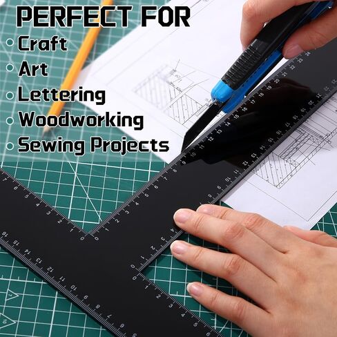 2 Pack T Square Rulers ، 12 Inch Acrylic T Ruler ، أدوات الصياغة ، حاكم مهندس للمهندسين والفنانين التخطيط العام فن العمل ، صياغة صياغة الكتب الدقيقة in Saudi Arabia
