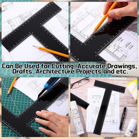 2 Pack T Square Rulers ، 12 Inch Acrylic T Ruler ، أدوات الصياغة ، حاكم مهندس للمهندسين والفنانين التخطيط العام فن العمل ، صياغة صياغة الكتب الدقيقة in Saudi Arabia