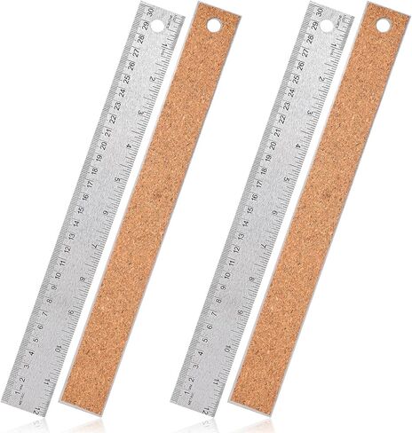 2pcs حاكم 12 بوصة ， حاكم المعادن مع دعم كورك يدعم الحكام غير المنقوشين مع بوصة و centimeters للاختراق محسّن المنازل. in Kuwait