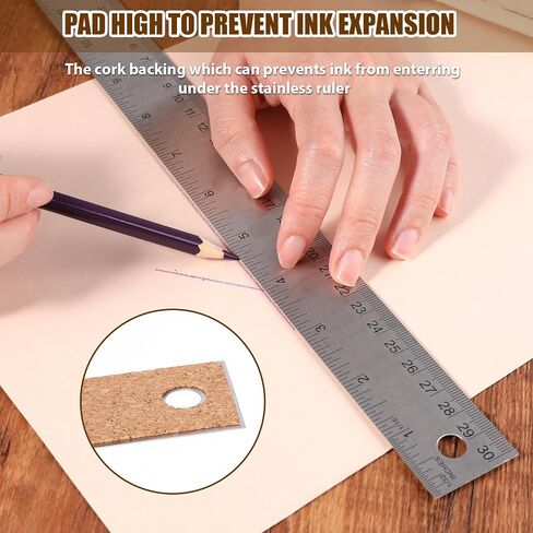2pcs حاكم 12 بوصة ， حاكم المعادن مع دعم كورك يدعم الحكام غير المنقوشين مع بوصة و centimeters للاختراق محسّن المنازل. in Kuwait