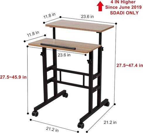 SDADI Adjustable Height Standing Desk with Swinging Footrest Optional for Standing and Seating 2 Modes, Light Grain L101XWFLT in Kuwait