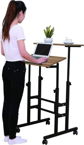SDADI Adjustable Height Standing Desk with Swinging Footrest Optional for Standing and Seating 2 Modes, Light Grain L101XWFLT in Kuwait