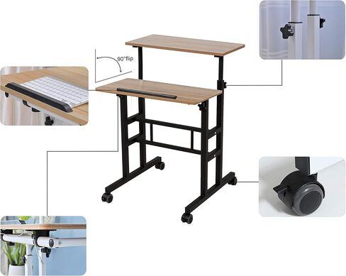SDADI Adjustable Height Standing Desk with Swinging Footrest Optional for Standing and Seating 2 Modes, Light Grain L101XWFLT in Kuwait