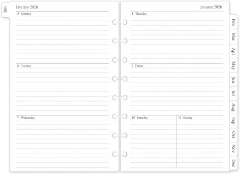 2026 Weekly & Monthly Planner Refill, A5 Medium Planner Inserts for 8-Disc Discbound Planner, 5.5"x8.5", Jan. 2026 - Dec. 2026, 12 Monthly Calendars with Laminated Tabs in Kuwait