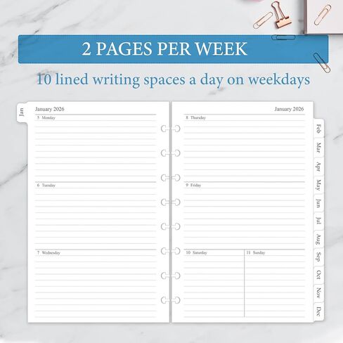 2026 Weekly & Monthly Planner Refill, A5 Medium Planner Inserts for 8-Disc Discbound Planner, 5.5"x8.5", Jan. 2026 - Dec. 2026, 12 Monthly Calendars with Laminated Tabs in Kuwait