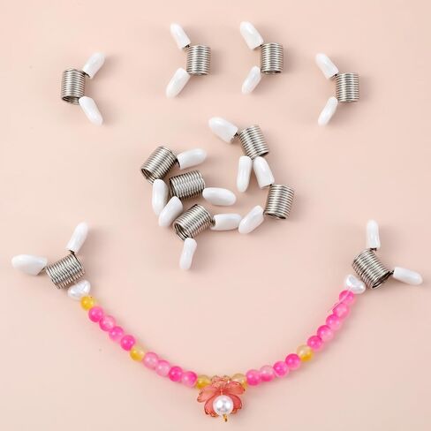 8Pcs Bead Stop for Jewelry Making, Spring Bead Clamps with White Handles Creative Wire Ends Beaded Clip Jewelry Making Tool to Prevent Beads from Falling for Handmade Bracelets and Necklace in Saudi Arabia
