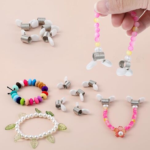8Pcs Bead Stop for Jewelry Making, Spring Bead Clamps with White Handles Creative Wire Ends Beaded Clip Jewelry Making Tool to Prevent Beads from Falling for Handmade Bracelets and Necklace in Saudi Arabia