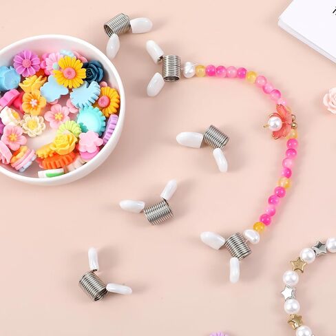 8Pcs Bead Stop for Jewelry Making, Spring Bead Clamps with White Handles Creative Wire Ends Beaded Clip Jewelry Making Tool to Prevent Beads from Falling for Handmade Bracelets and Necklace in Saudi Arabia