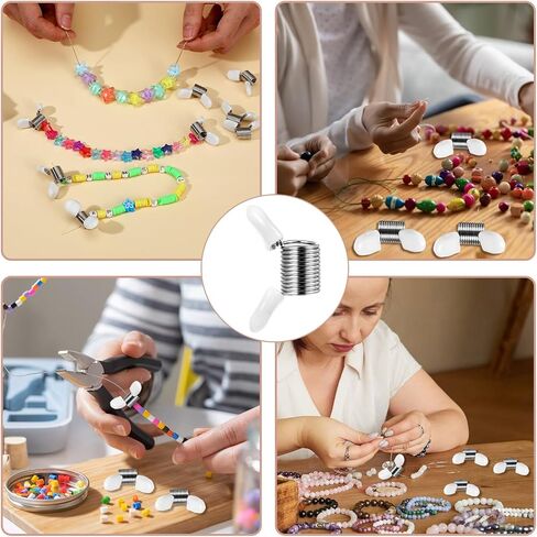 8Pcs Bead Stop for Jewelry Making, Spring Bead Clamps with White Handles Creative Wire Ends Beaded Clip Jewelry Making Tool to Prevent Beads from Falling for Handmade Bracelets and Necklace in Saudi Arabia