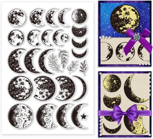 PH Pandahall Moon Phase Clear Clear Stamp Lunar Silicone Star Stars Rubber Rubber Stamp Moonligth Stamprent Stamp Seal Seal Seal Seal لصنع البطاقات في دفتر DIY DICBOOKING DECOR in Kuwait