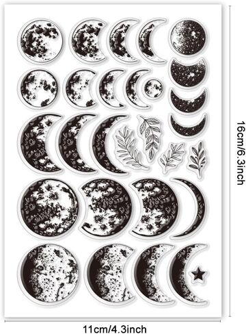 PH Pandahall Moon Phase Clear Clear Stamp Lunar Silicone Star Stars Rubber Rubber Stamp Moonligth Stamprent Stamp Seal Seal Seal Seal لصنع البطاقات في دفتر DIY DICBOOKING DECOR in Kuwait