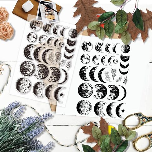 PH Pandahall Moon Phase Clear Clear Stamp Lunar Silicone Star Stars Rubber Rubber Stamp Moonligth Stamprent Stamp Seal Seal Seal Seal لصنع البطاقات في دفتر DIY DICBOOKING DECOR in Kuwait
