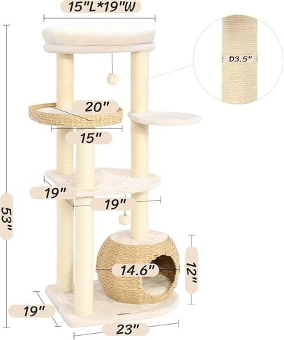 شجرة القط الحديثة Kamaboko ، 39 "أشجار القطط الطويلة للقطط Climb Play & REST ، TREE in Kuwait