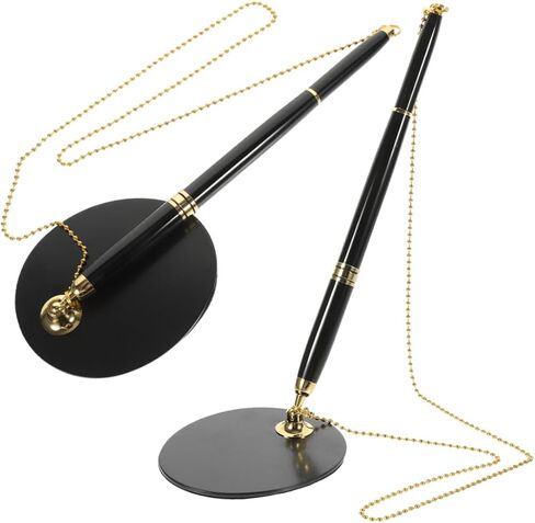 2Pcs Business Pen with Stand Reception Pens Smooth Writing for Office Wedding Guest Book and Professional Environments Easily Refillable with Chain in Saudi Arabia