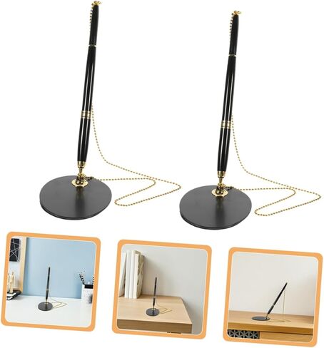 2Pcs Business Pen with Stand Reception Pens Smooth Writing for Office Wedding Guest Book and Professional Environments Easily Refillable with Chain in Saudi Arabia