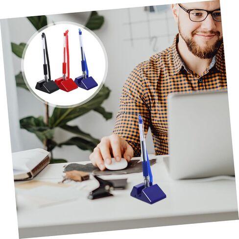 3-Piece Anti-Theft Gel Ink Counter Pen Set with Stand for Reception Desk Office and Hotel Lobby Security Pen with Holder for Signing in Saudi Arabia