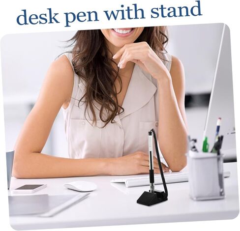 3-Piece Anti-Theft Gel Ink Counter Pen Set with Stand for Reception Desk Office and Hotel Lobby Security Pen with Holder for Signing in Saudi Arabia