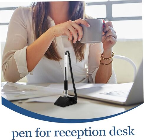 3-Piece Anti-Theft Gel Ink Counter Pen Set with Stand for Reception Desk Office and Hotel Lobby Security Pen with Holder for Signing in Saudi Arabia