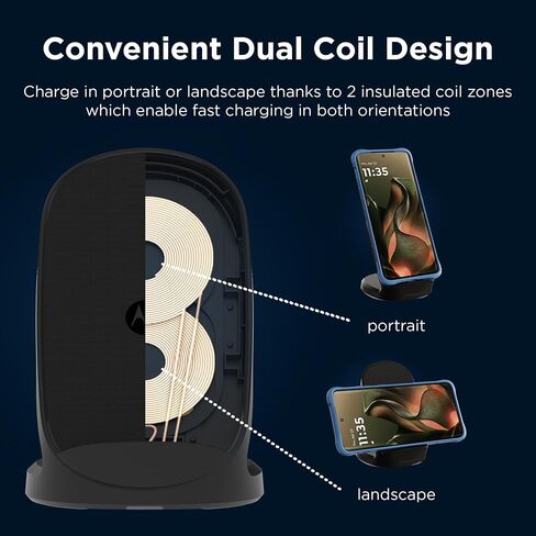 Motorola TurboPower 15W Qi Wireless Stand for Fast Charging of Moto Edge 2022/2023, Edge+ (Plus) 2023/2022/2020, Razr+ (Plus) 2023, Razr 2023, ThinkPhone by Motorola in Kuwait