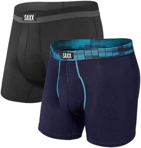 SAXX Men's Underwear - SPORT MESH Boxer Briefs with Built-In Pouch Support – Workout Boxer Briefs, Pack of 2, Black Digi DNA/Graphite, Medium in Saudi Arabia