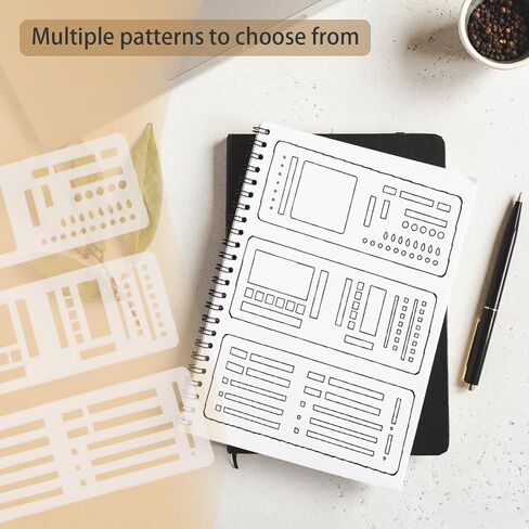 6 Pack Handmade Flexible Planner Stencils, Reusable Templates for Journals, Calendars & Daily Planning, Checklists, Lines & Boxes, Compatible with Rings, Discs, Coils in Saudi Arabia