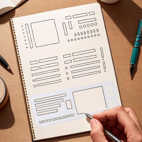 6 Pack Handmade Flexible Planner Stencils, Reusable Templates for Journals, Calendars & Daily Planning, Checklists, Lines & Boxes, Compatible with Rings, Discs, Coils in Saudi Arabia