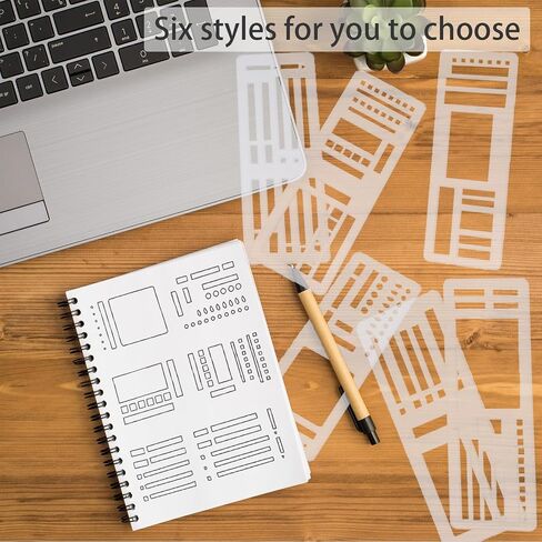 6 Pack Handmade Flexible Planner Stencils, Reusable Templates for Journals, Calendars & Daily Planning, Checklists, Lines & Boxes, Compatible with Rings, Discs, Coils in Saudi Arabia