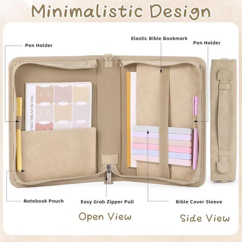 19Pcs Leaves Design Bible Cover for Women Pu Leather Church Bag Boho Style Bible Cover for Girl Church Bag With Highlighter Pen 10.47*7.48*2.17in Book Case With Shoulder Strap &Book Christian Gift in Saudi Arabia