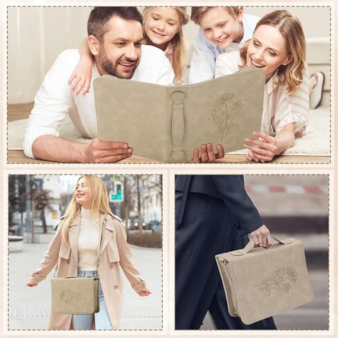 19Pcs Leaves Design Bible Cover for Women Pu Leather Church Bag Boho Style Bible Cover for Girl Church Bag With Highlighter Pen 10.47*7.48*2.17in Book Case With Shoulder Strap &Book Christian Gift in Saudi Arabia